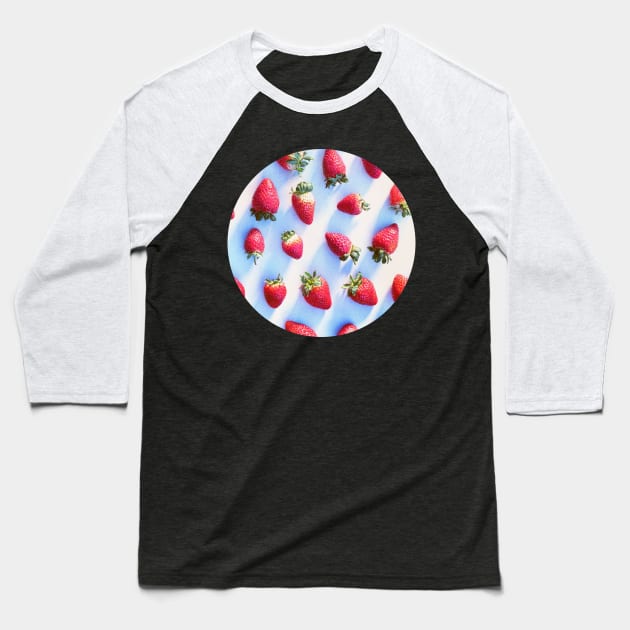 Sunset Strawberries Baseball T-Shirt by micklyn